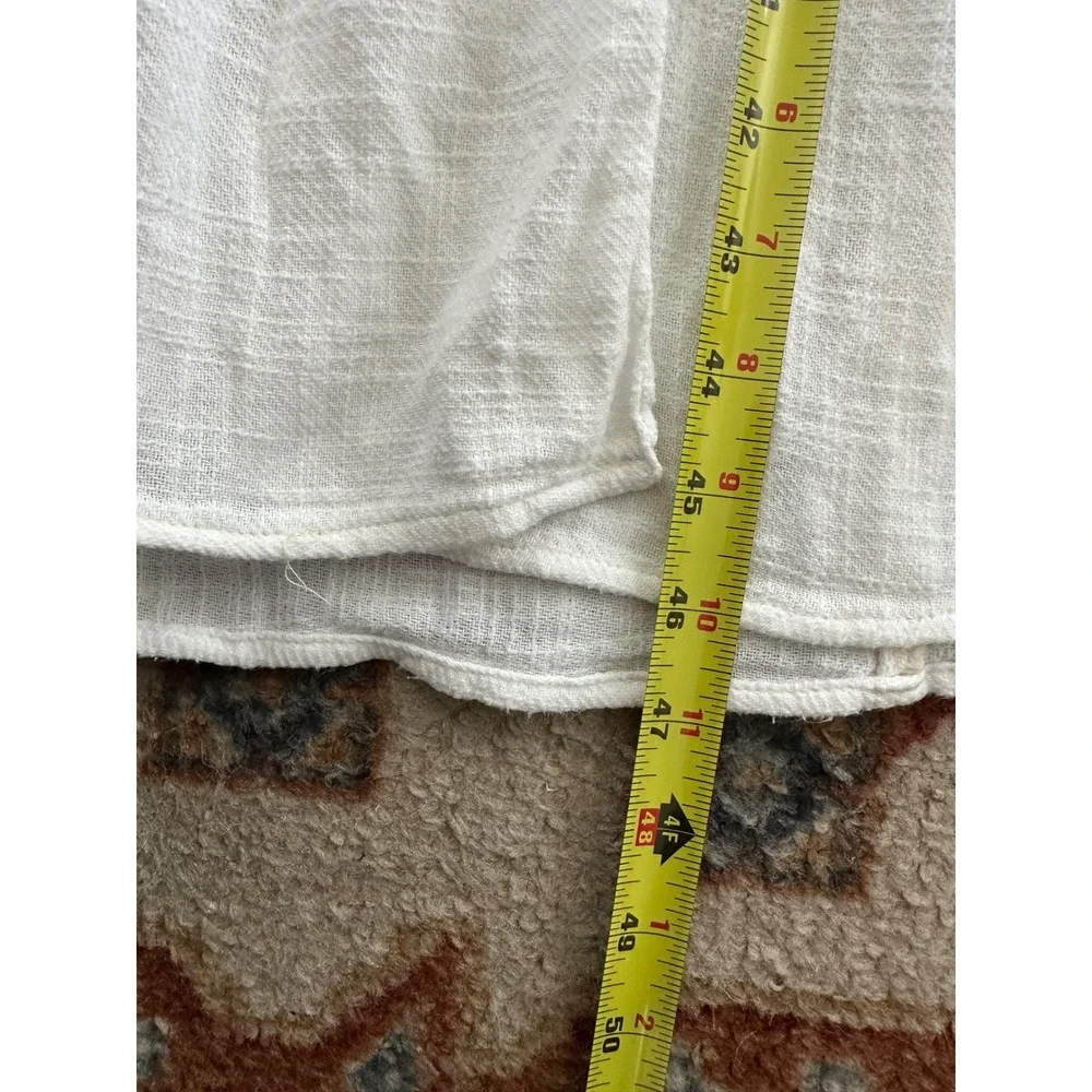 Free People White Cotton V-Neck Button Front Midi Dress Coquette Boho Small